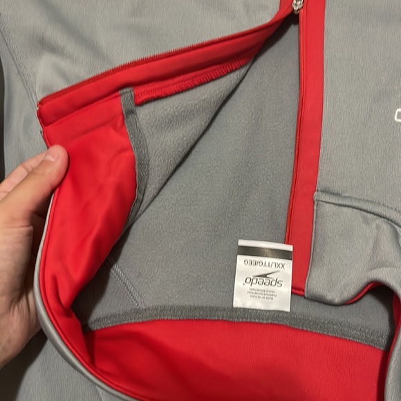 Speedo men fleece 1/4 zip sweater Grey and red - Picture 4 of 4